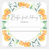 シトラス - ベビーシャワーのためのブックプレート 赤ちゃんのための本 スクエアシール (正面)