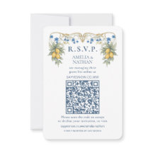 シトラス ボタニカル ウェディング QRコード RSVP カード