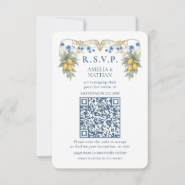 シトラス ボタニカル ウェディング QRコード RSVP カード