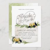 シトラス レモン メディテレーニア ケーキ ブライダル シャワー 招待状 (正面/裏面)