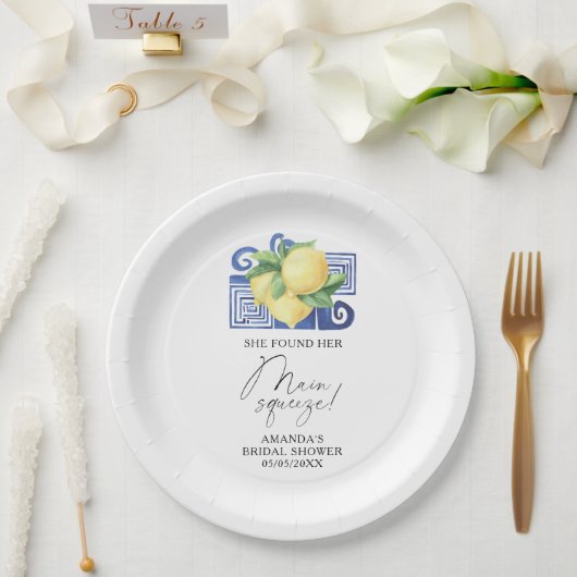 シトラス・レモン – 彼女は彼女のメインの絞りを見つけた ペーパープレート (ウェディング)