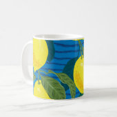 シトラス・レモン:手描きヴィンテージシームレス。 コーヒーマグカップ (正面左)