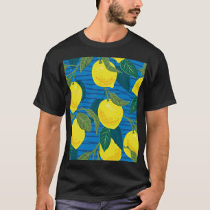 シトラス・レモン:手描きヴィンテージシームレス。 Tシャツ