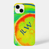 シトラッサイケデリックスポップ・アートのアートとイニシャル iPhoneケース (裏面)