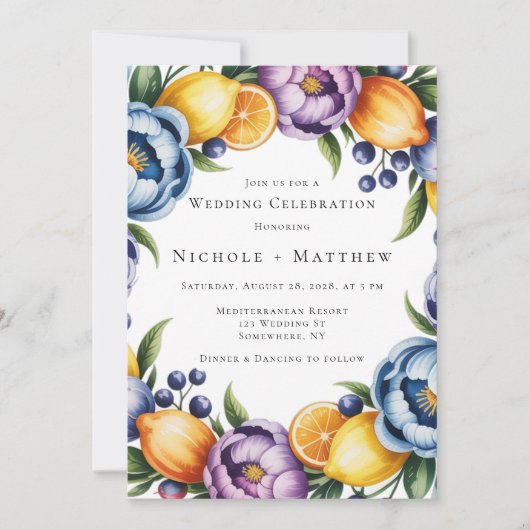 シトラッ地中海のスブーケ結婚ス 招待状 (正面)