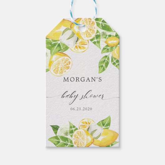 シトラレモンの木の花の赤ちゃんシャワーモノグラム ギフトタグ (正面)