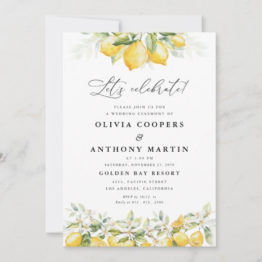 シトラレモン結婚式招待状 招待状 (正面)