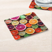 シトランドリームレモンライムオレンジフルーツ スクエアペーパーコースター (アングル)