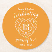 シトリン周年記念13年パーティーイエローコースター ラウンドペーパーコースター (正面)