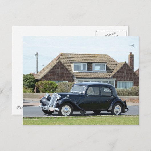 シトロエンの黒い牽引Avant ポストカード (正面/裏面)