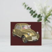 シトロエン2CVのスイートサンタクロース シーズンポストカード (スタンド正面)