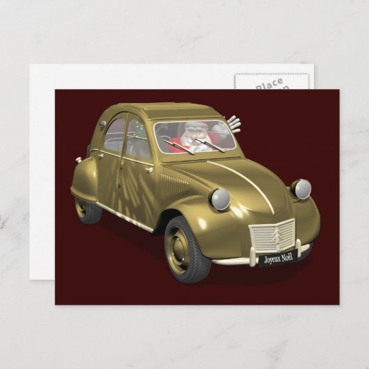 シトロエン2CVのスイートサンタクロース シーズンポストカード (正面/裏面)