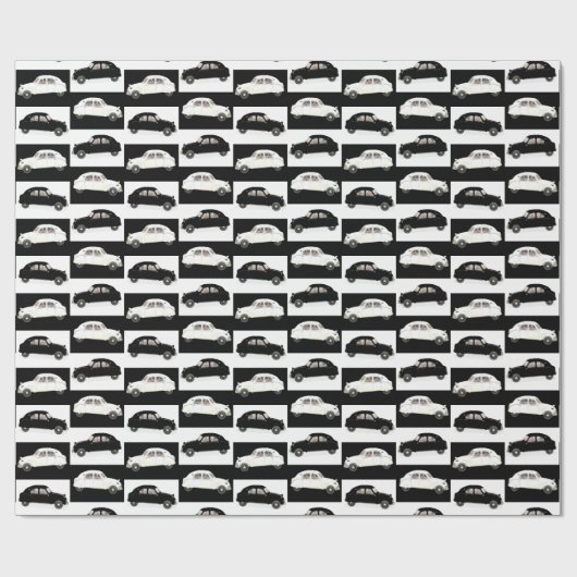 シトロエン2CV白黒 ラッピングペーパー (フラット)