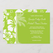 シトロングリーン熱帯性帯状帯;サマーパーム 招待状 (正面/裏面)