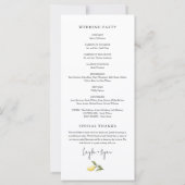 シトロンレモンシトラス結婚式 プログラム (裏面)