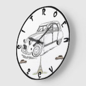 シトローン2CVレトロ時計 ラージ壁時計 (傾斜)