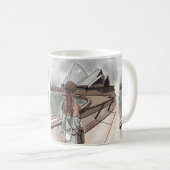 シドニーのオペラハウスで女の子。 コーヒーマグカップ (正面右)