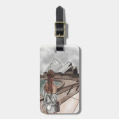 シドニーのオペラハウスで女の子。 ラゲッジタグ (正面縦)