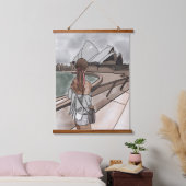 シドニーのオペラハウスで女の子。 吊り下げ型タペストリー (寝室)