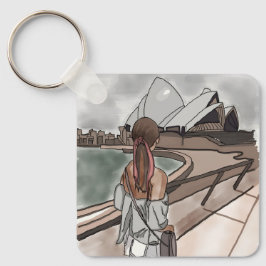 シドニーのオペラハウスで少女。 キーホルダー