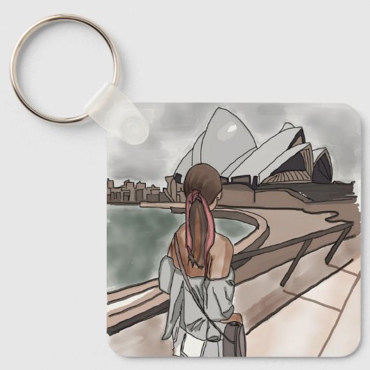 シドニーのオペラハウスで少女。 キーホルダー (正面)