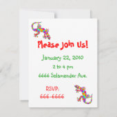 シドニーのサンショウウオの誕生日のパーティの招待状 招待状 (裏面)