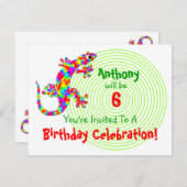 シドニーのサンショウウオの誕生日のパーティの招待状 招待状 (正面/裏面)
