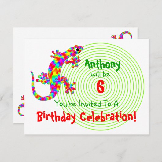 シドニーのサンショウウオの誕生日のパーティの招待状 招待状 (正面/裏面)