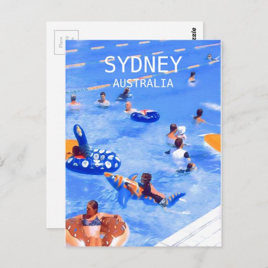シドニーのスイミングプールデジタルアート旅行 ポストカード (正面/裏面)