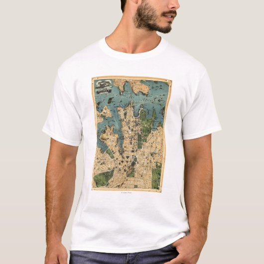 シドニーのAustraliaPanoramicの地図 Tシャツ (正面)