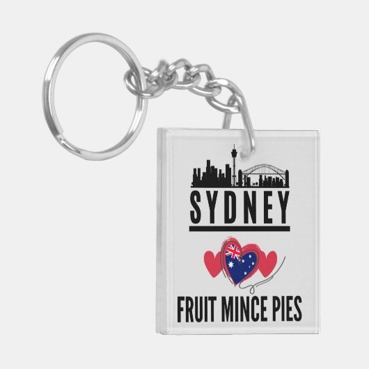 シドニーはフルーツミンチェパイの街並みが大好き キーホルダー (正面左)