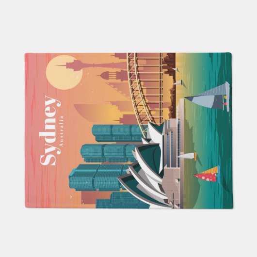 シドニーへの旅行アート旅行オーストラリア ドアマット (正面)