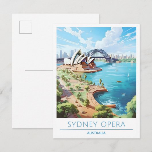 シドニーオペラオーストラリアアートヴィンテージトラベル ポストカード (正面/裏面)