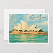 シドニーオペラハウスウォーターカラートラベル シーズンポストカード (正面/裏面)