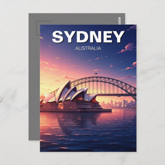 シドニーオペラハウスオーストラリアのサンセットブリッジ ポストカード (正面/裏面)