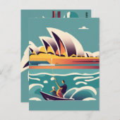 シドニーオペラハウスオーストラ絵画リアのお土産 ポストカード (正面/裏面)