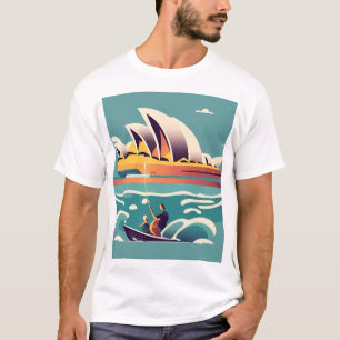 シドニーオペラハウスオーストラ絵画リアのお土産 Tシャツ