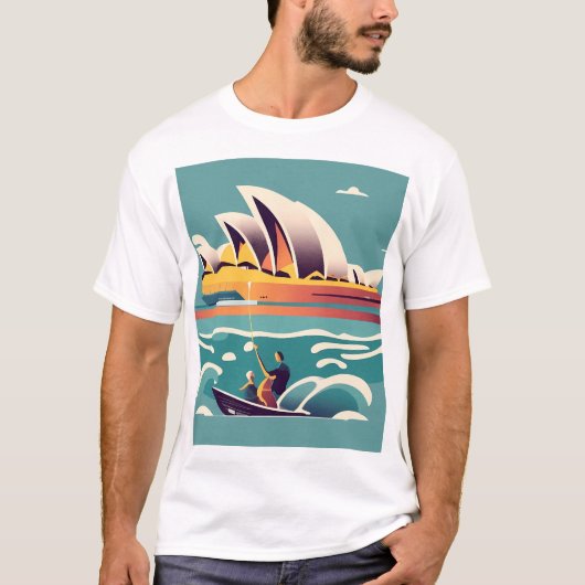 シドニーオペラハウスオーストラ絵画リアのお土産 Tシャツ (正面)