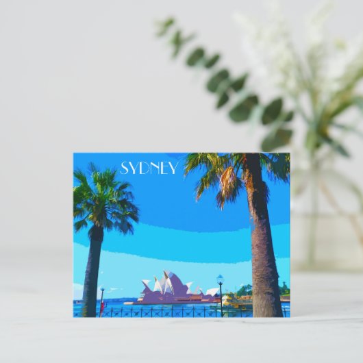 シドニーオペラハウスヴィンテージトラベルアートポストカード ポストカード (スタンド正面)