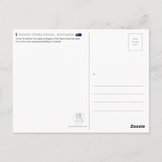 シドニーオペラハウス、オーストラリアのはがき ポストカード (裏面)