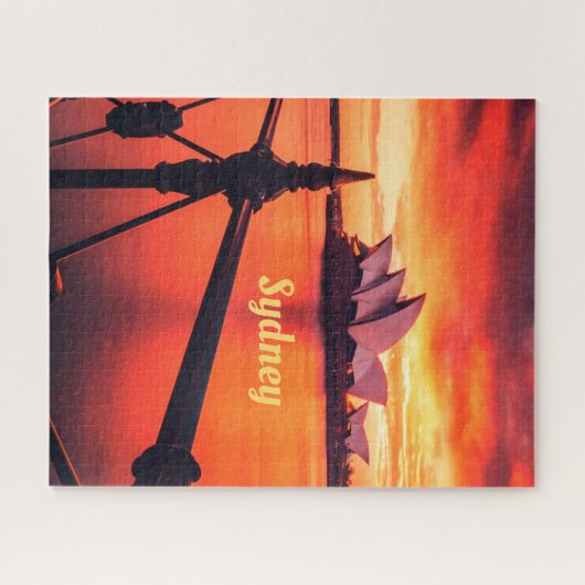 シドニーオーストラリアオペラハウスオレンジスカイ ジグソーパズル (横)