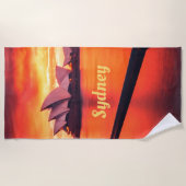 シドニーオーストラリアオペラハウスオレンジスカイ ビーチタオル (正面)