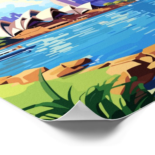 シドニーオーストラリアトラベルアートヴィンテージイラストレーション ポスター (角)