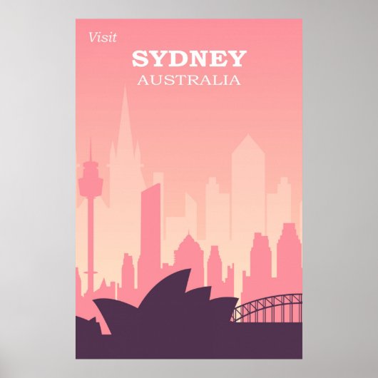 シドニーオーストラリアピンクヴィンテージ旅行 ポスター (正面)