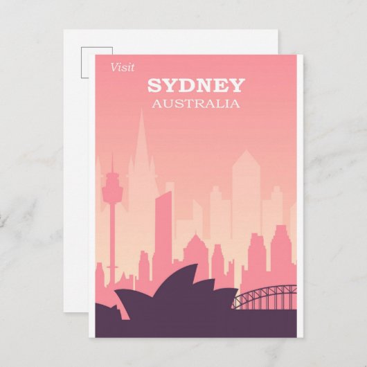 シドニーオーストラリアピンクヴィンテージ旅行 ポストカード (正面/裏面)