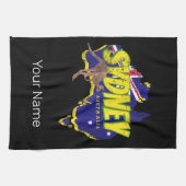 シドニーオーストラリアレトロカンガルー&フラッグヴィンテージ キッチンタオル (横)