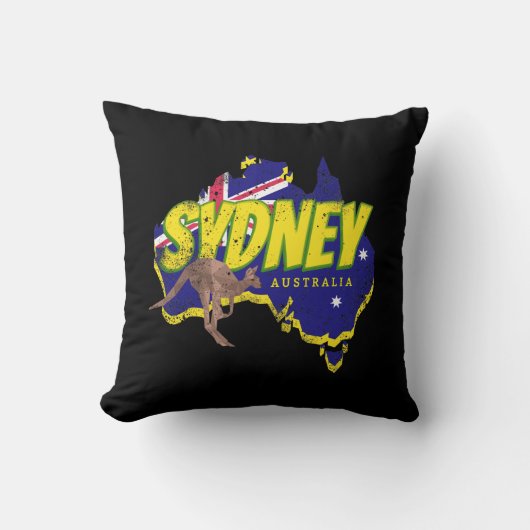 シドニーオーストラリアレトロカンガルー&フラッグヴィンテージ クッション (正面)