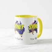 シドニーオーストラリアレトロカンガルー&フラッグヴィンテージ マグカップ (正面右)