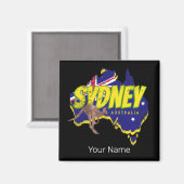 シドニーオーストラリアレトロカンガルー&フラッグヴィンテージ マグネット (正面/裏面)