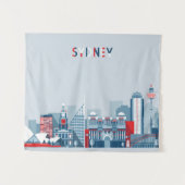 シドニーオーストラリア都市スカイライン タペストリー (正面(横))